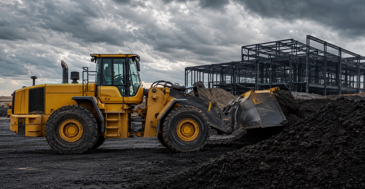 Heavy machinery moving earth on a construction site